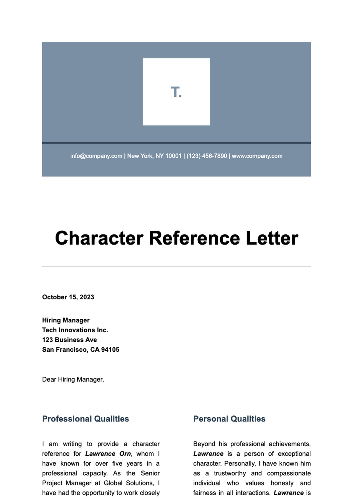 Personal reference letter with professional header and detailed recommendation_variant_2